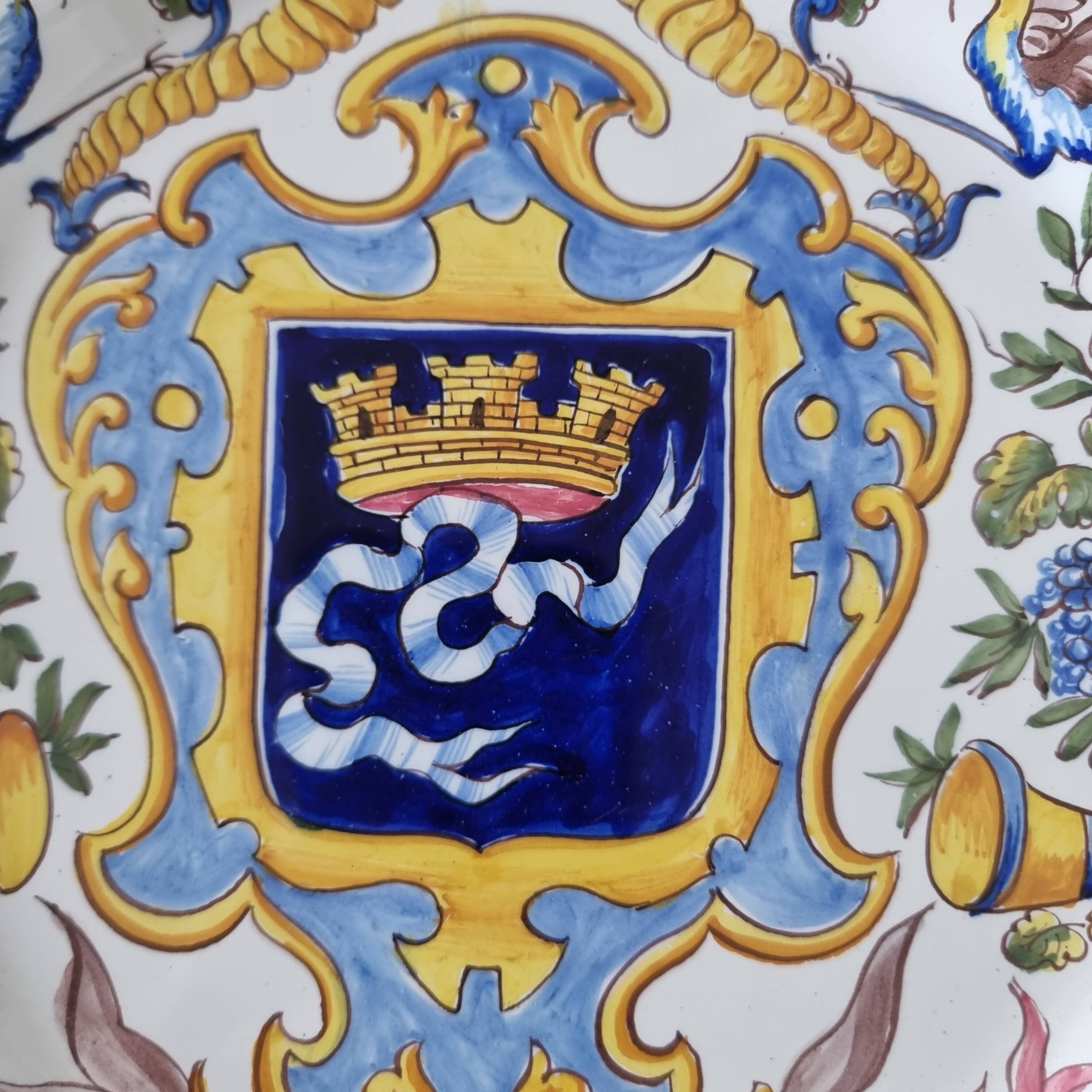 Antique French ceramic plate from Saint-Cement from 1800 Coat of arms of