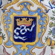 Antique French ceramic plate from Saint-Cement from 1800 Coat of arms of