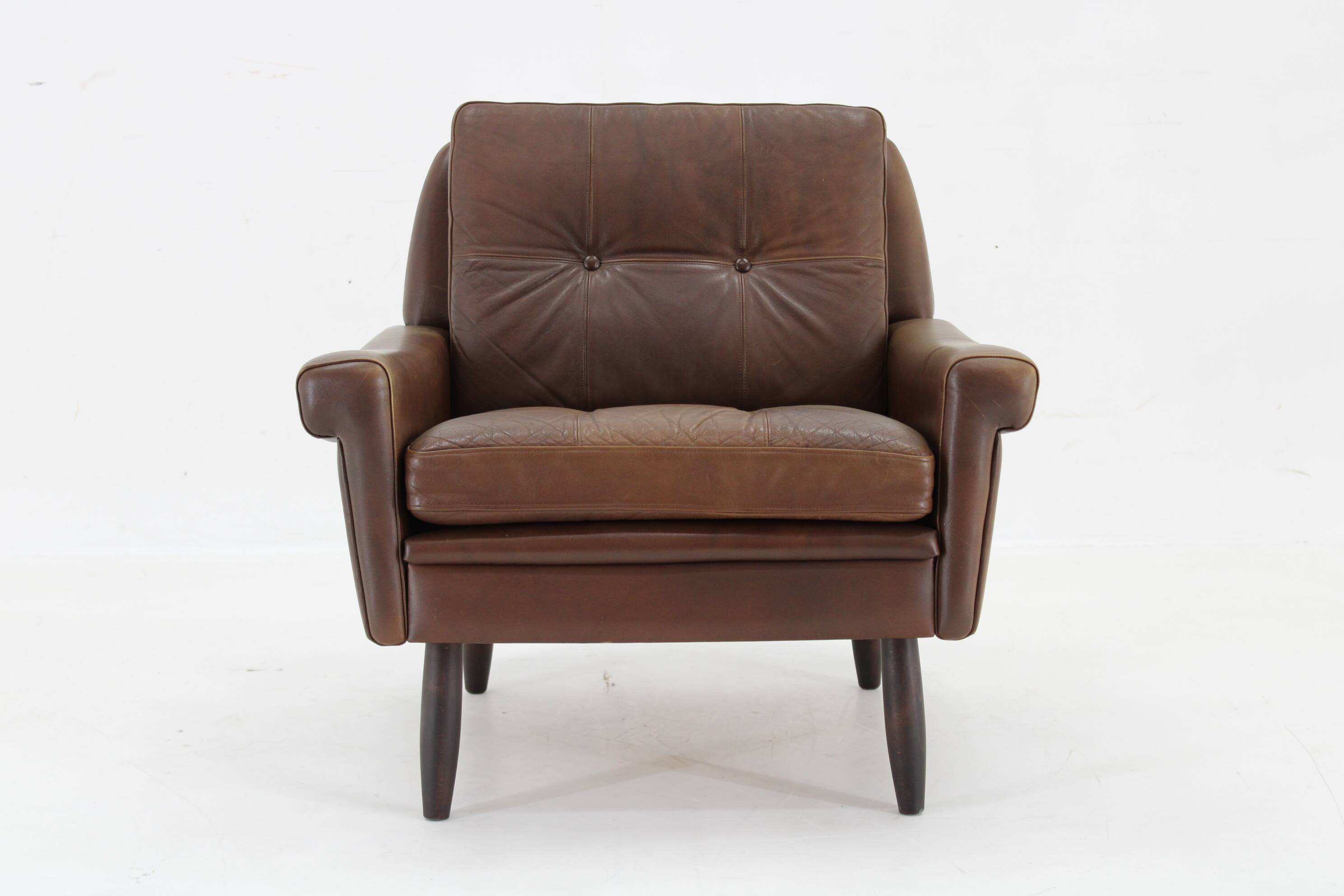 Ensemble de salon Svend Skipper 1970 en cuir marron, Danemark