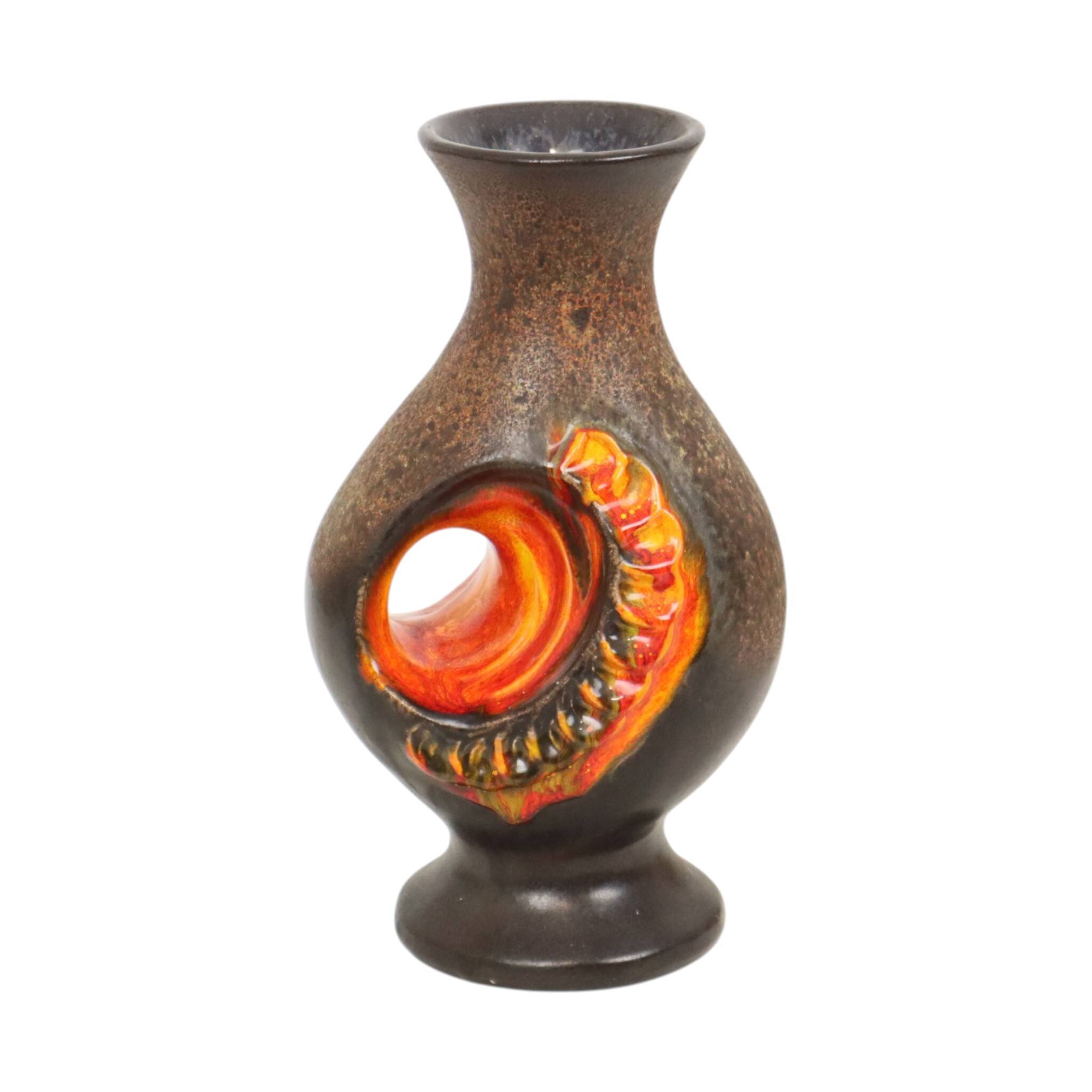 Rare Orange Fat Lava Vase West Germany Walter Gerhards 26cm