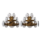 Set of 2 Vistosi Murano Wall Lamps Smoked Disc, 1970