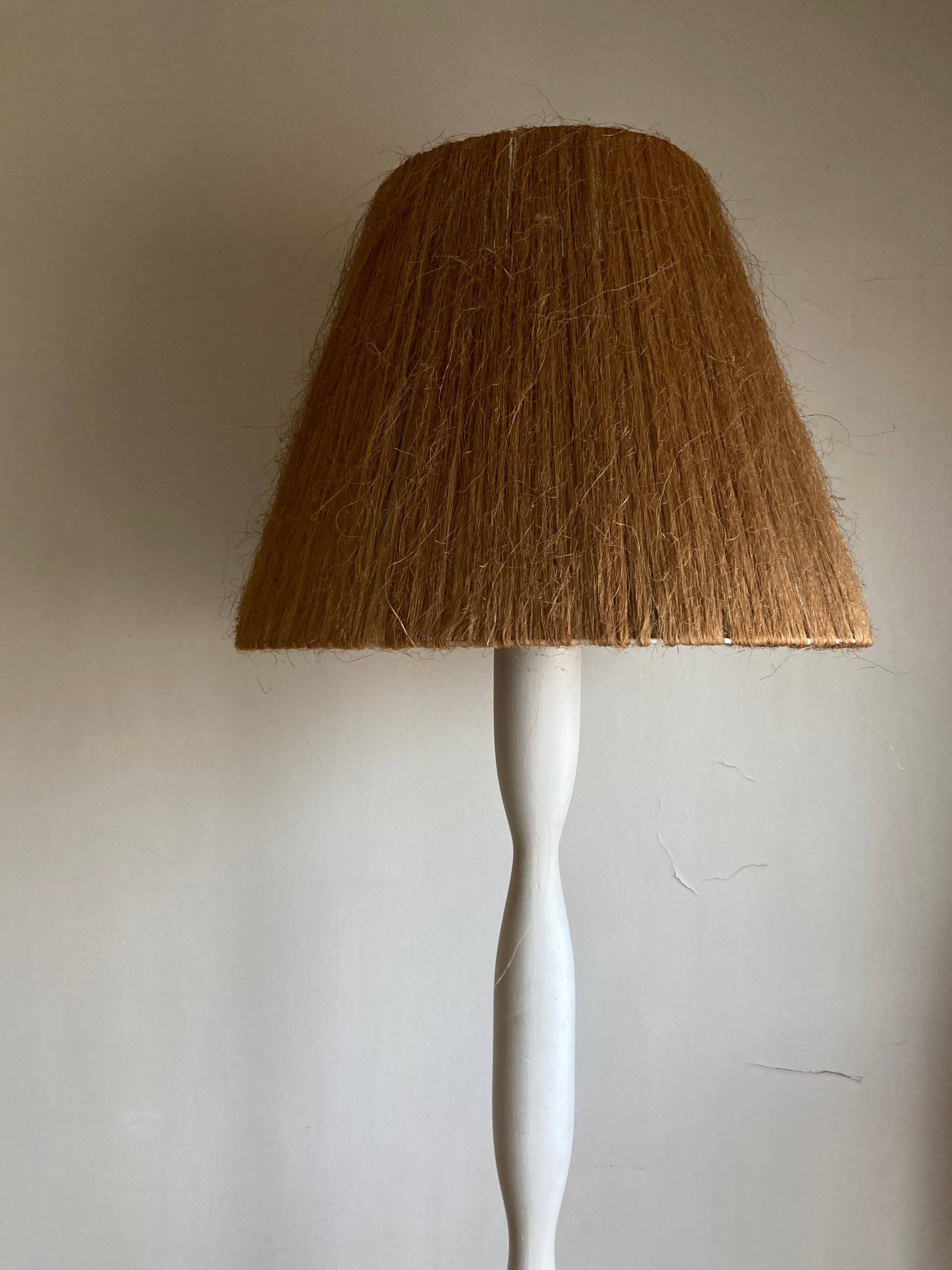 Lampadaire art déco 1950 bois et corde