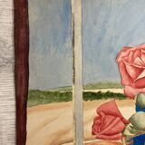 Watercolor with vintage bouquet