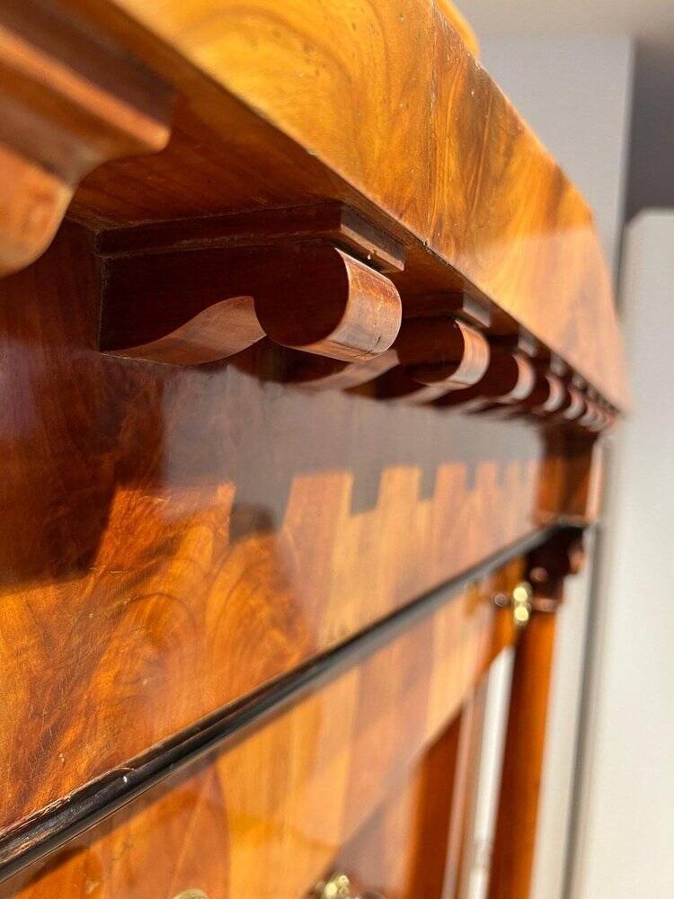 Biedermeier Secretaire in Cherrywood and Maple with Inlays and Brass, South Germany, 1830s