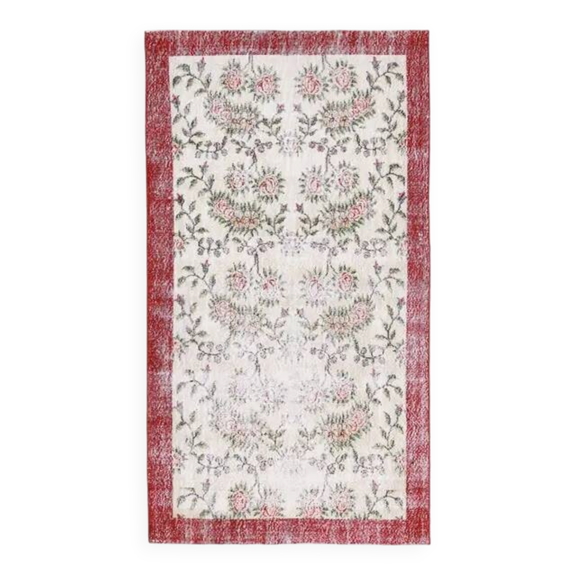 1970s Turkish Oushak Handmade Wool Cotton Beige Area Rug 127x235