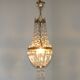 French Empire Style Bronze Single Montgolfier Crystal Basket Chandelier