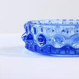 Midcentury bowl in blue glass, design by Frantisek Pečený, czechoslovakia 1960s