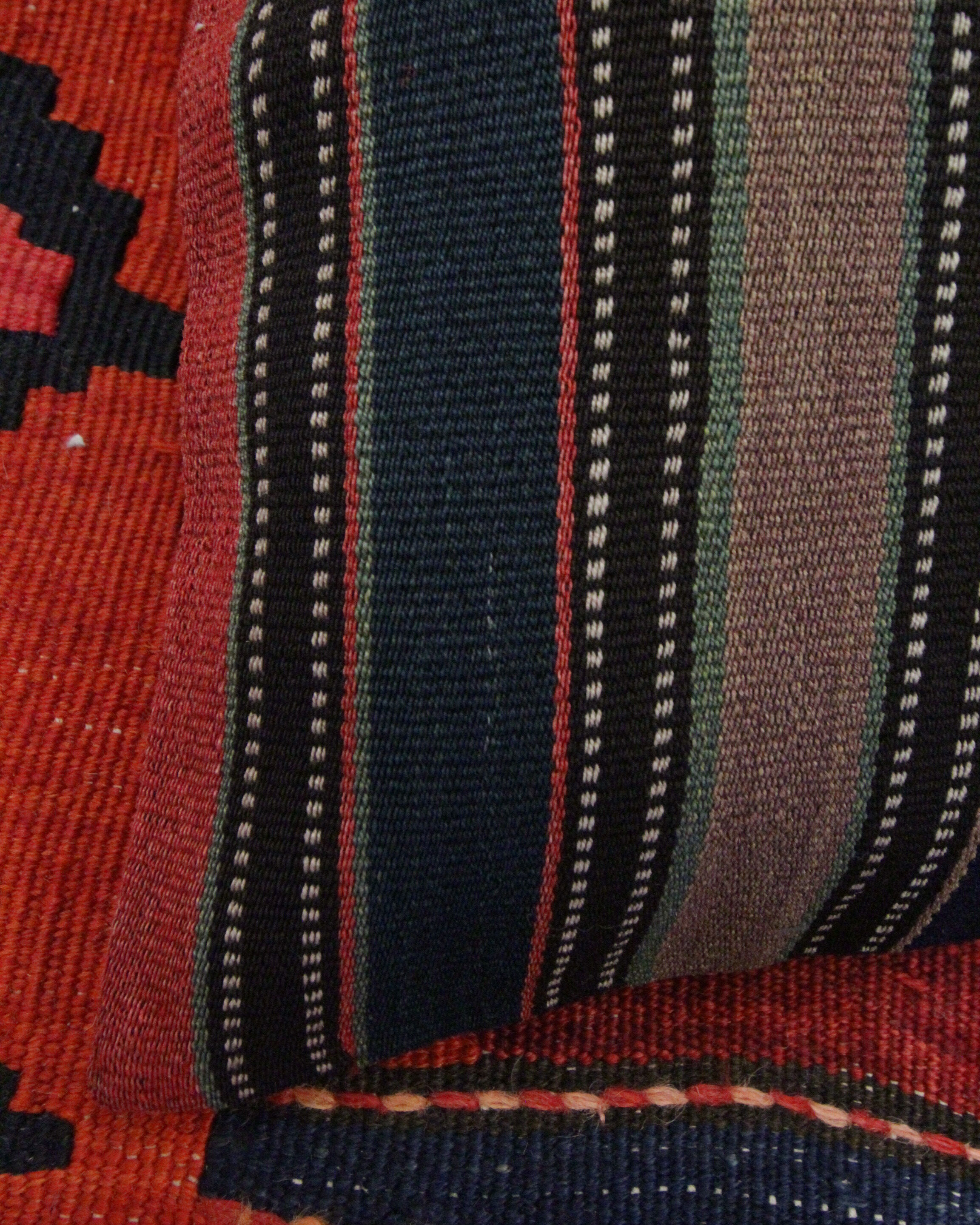 Striped Wool Kilim Pillow Cover, Handwoven Traditional Scatter Cushion- 39x39cm