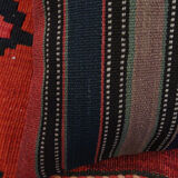 Striped Wool Kilim Pillow Cover, Handwoven Traditional Scatter Cushion- 39x39cm