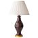Chocolate glazed ceramic table lamp from Manises, Spain, 1960s with a new silk shade.