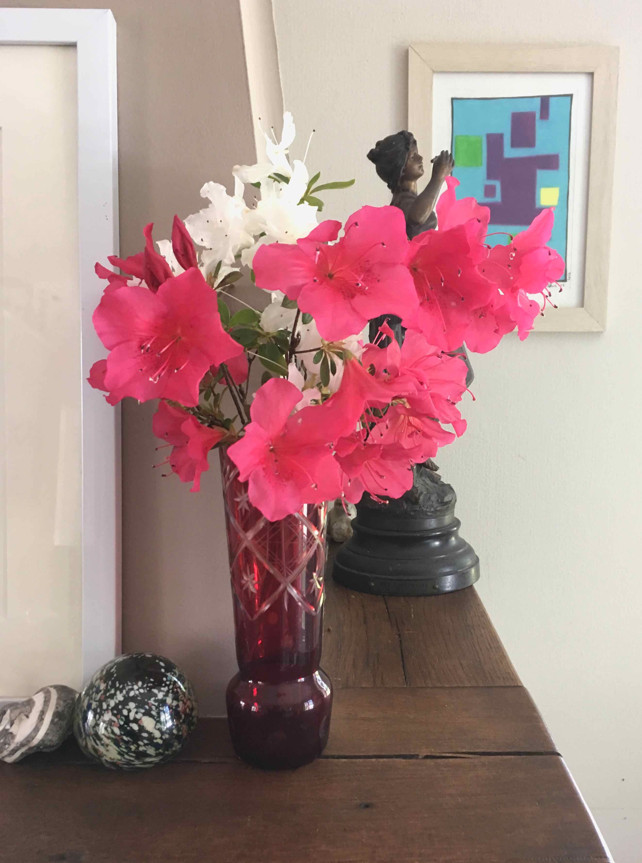 Carved Bohemian crystal vase