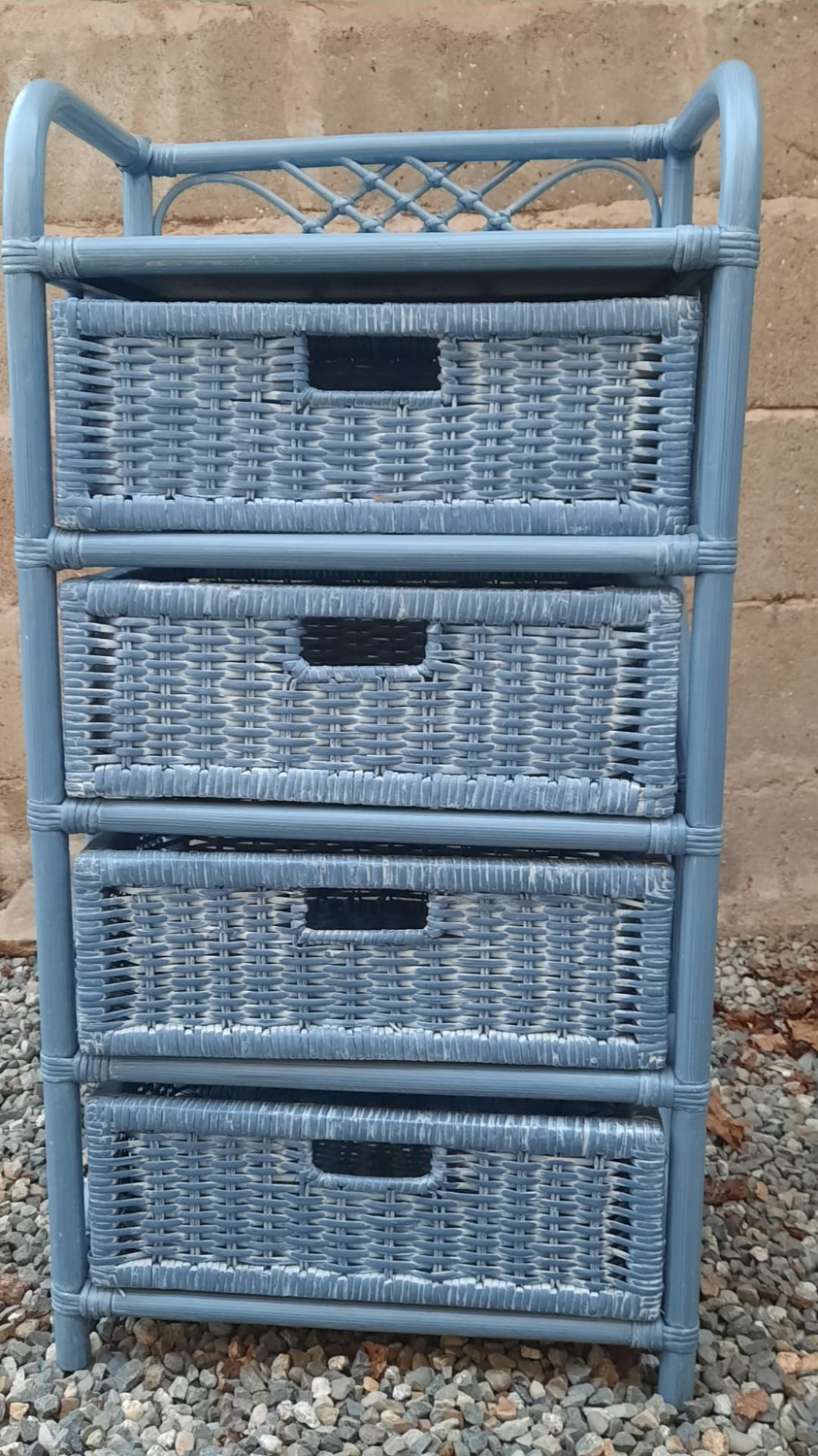 Meuble de 4 tiroirs en bambou et rotin