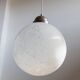White Murano Glass Globe Pendant Lamp with Chrome Top – 1960s Space-Age, XL Mid-Century Ceiling Light