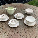 Coffee service, composed of 10 pieces, 3 cups and 3 saucers, a bowl, a saucer, vintage