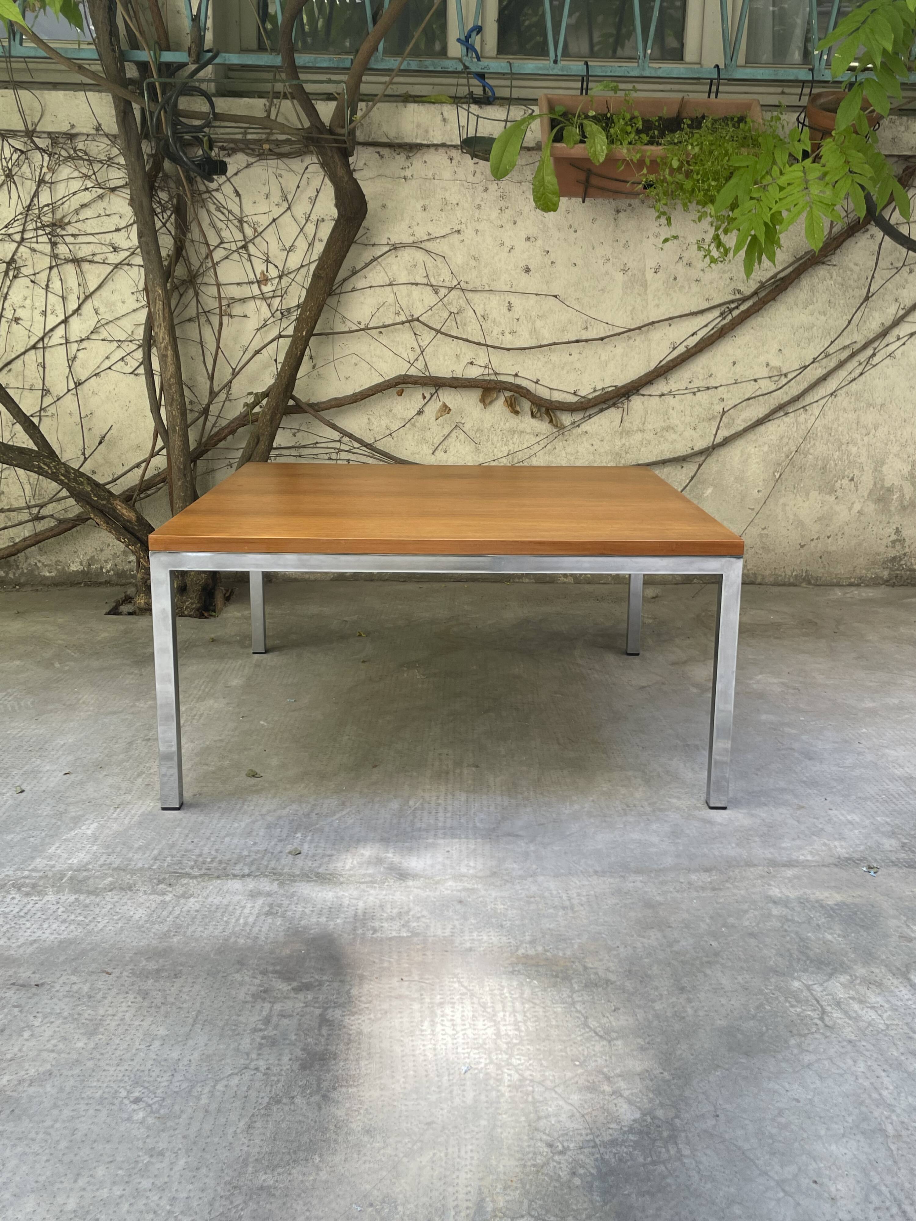 Coffee table in chrome and teak, 1960