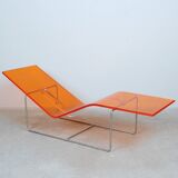 'Wave' chaise longue in orange plexiglass by Jean-Marie Massaud