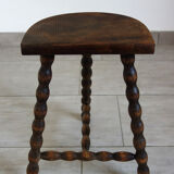 Wooden tripod stool half moon turned 60s
