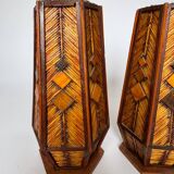 Vintage Mid Century Modern Handmade Tramp Art Matchstick & Geometric W