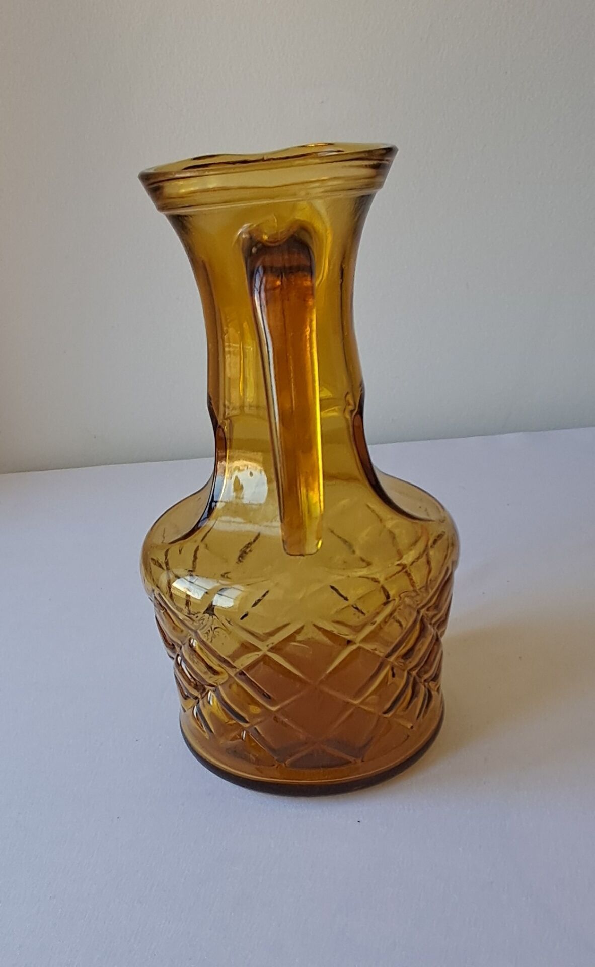 Amber glass carafe, brutalist style, Italy, 1970s.