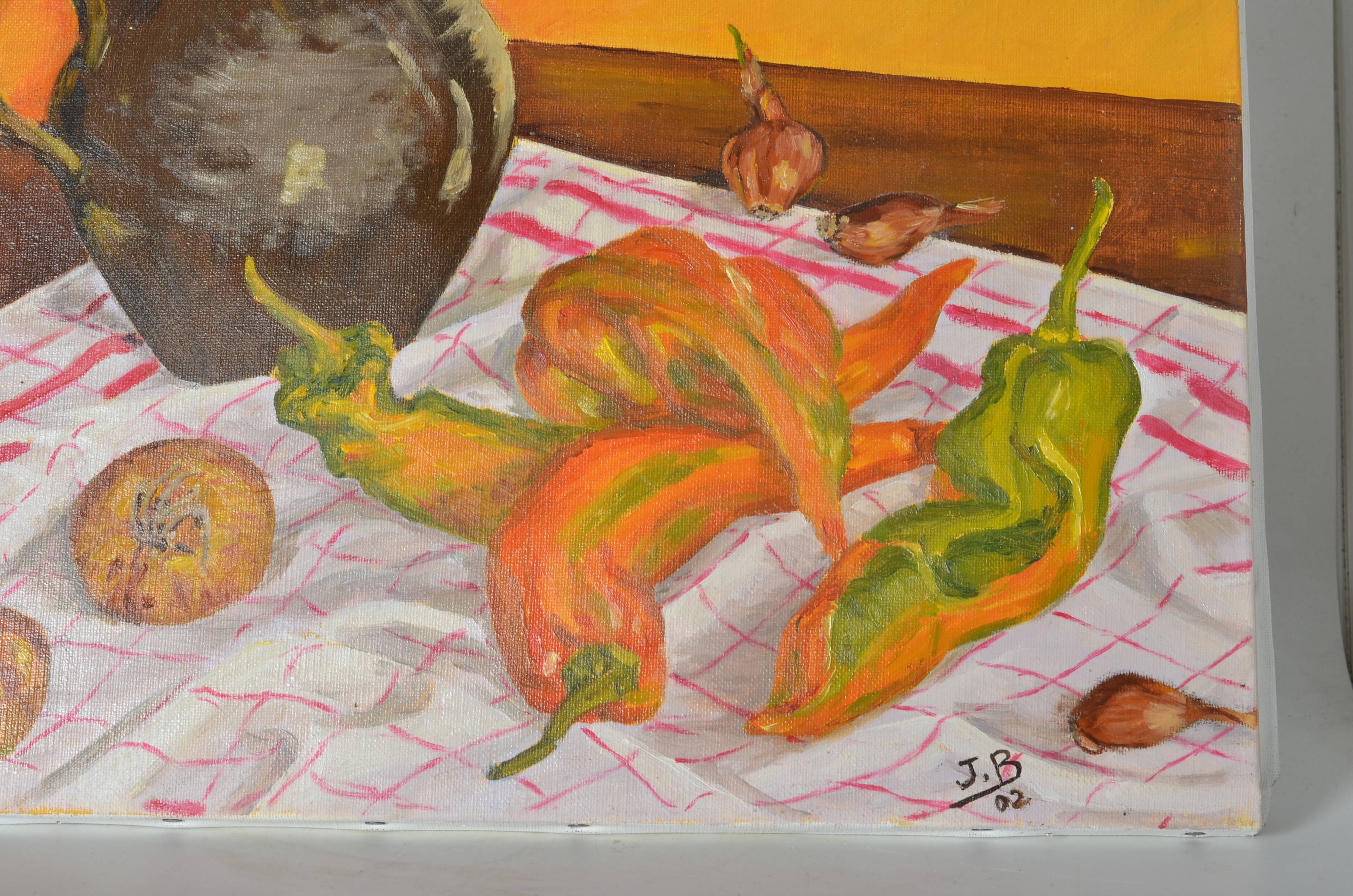 Oil on canvas Still life with peppers