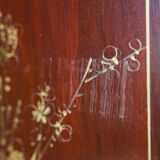 Chinese furniture XXth Red lacquer Decor of branches and birds