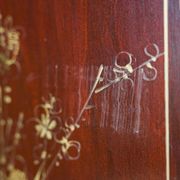 Chinese furniture XXth Red lacquer Decor of branches and birds