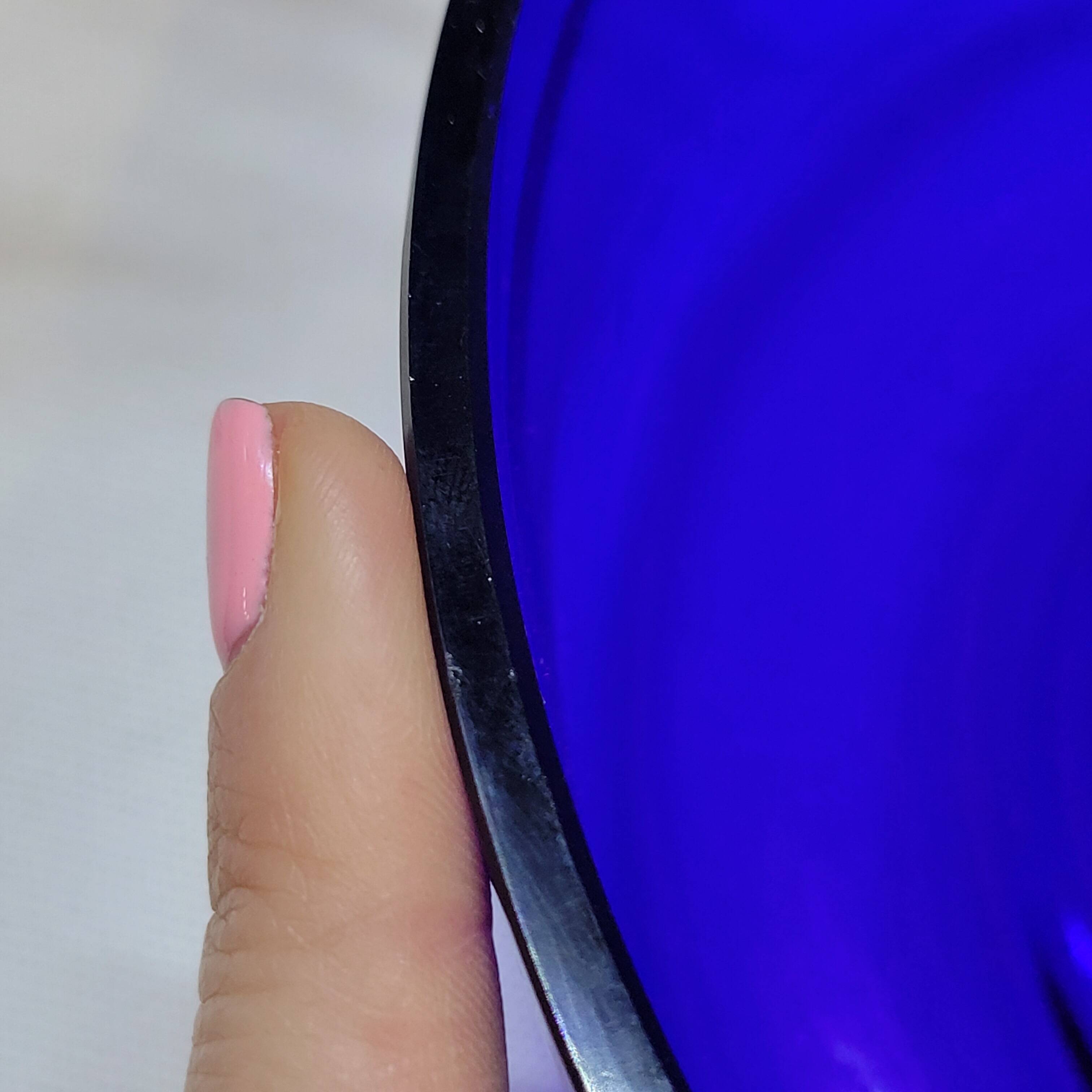 Antique gold metal and cobalt blue glass centerpiece planter