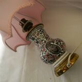 Small earthenware lamp from Gien. Cashmere decoration.