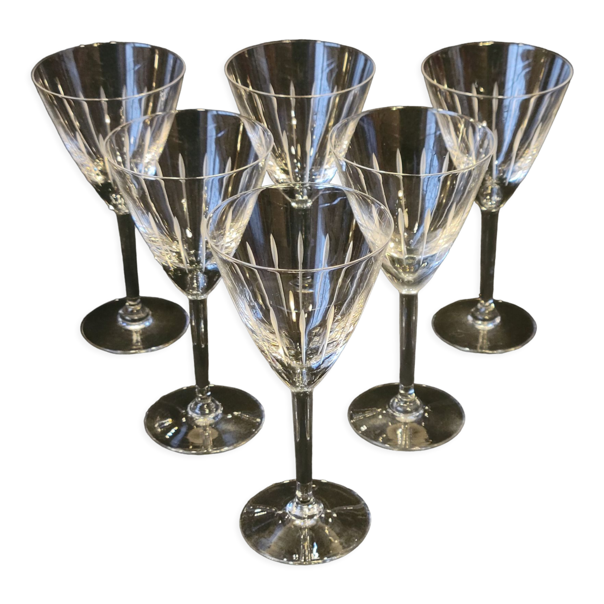6 wine / port glasses in Baccarat cut crystal? 1930s