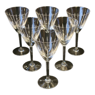 6 verres à vin porto en cristal taillé Baccarat années 1930