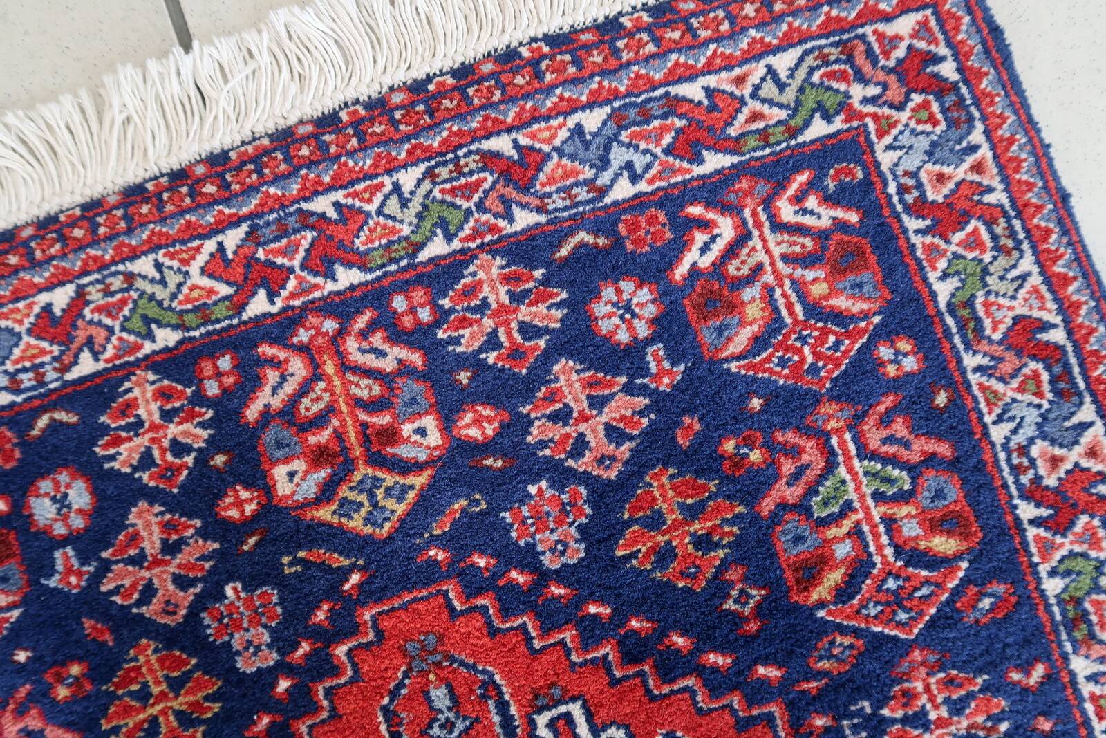 Tapis Vintage Indien Tabriz Fait Main en Laine – Années 1970 – 65 x 168 cm
