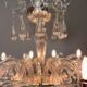 Venetian chandelier in transparent Murano glass with 10 light arms, circa 1980.