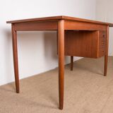 Swedish extendable teak desk, sliding unit and folding extension 1960.