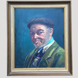Oil on canvas french man portrait painting, signed by A. Chris, 1962
