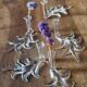 5 crystal knife rests with vases