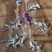 5 crystal knife rests with vases