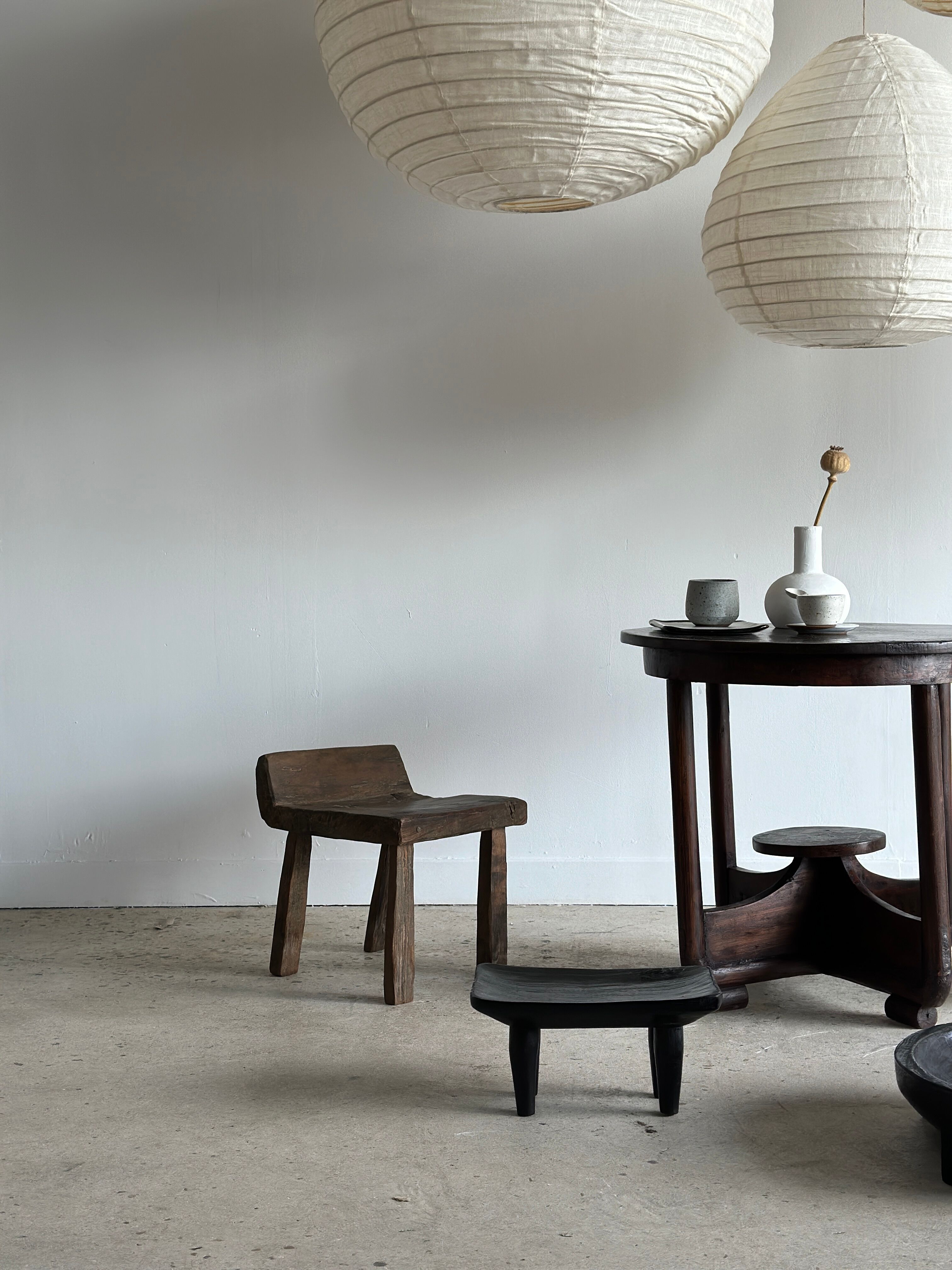 Suspension in rattan and natural japanese linen in the shape of a drop