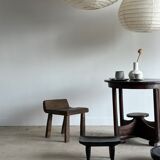 Suspension in rattan and natural japanese linen in the shape of a drop