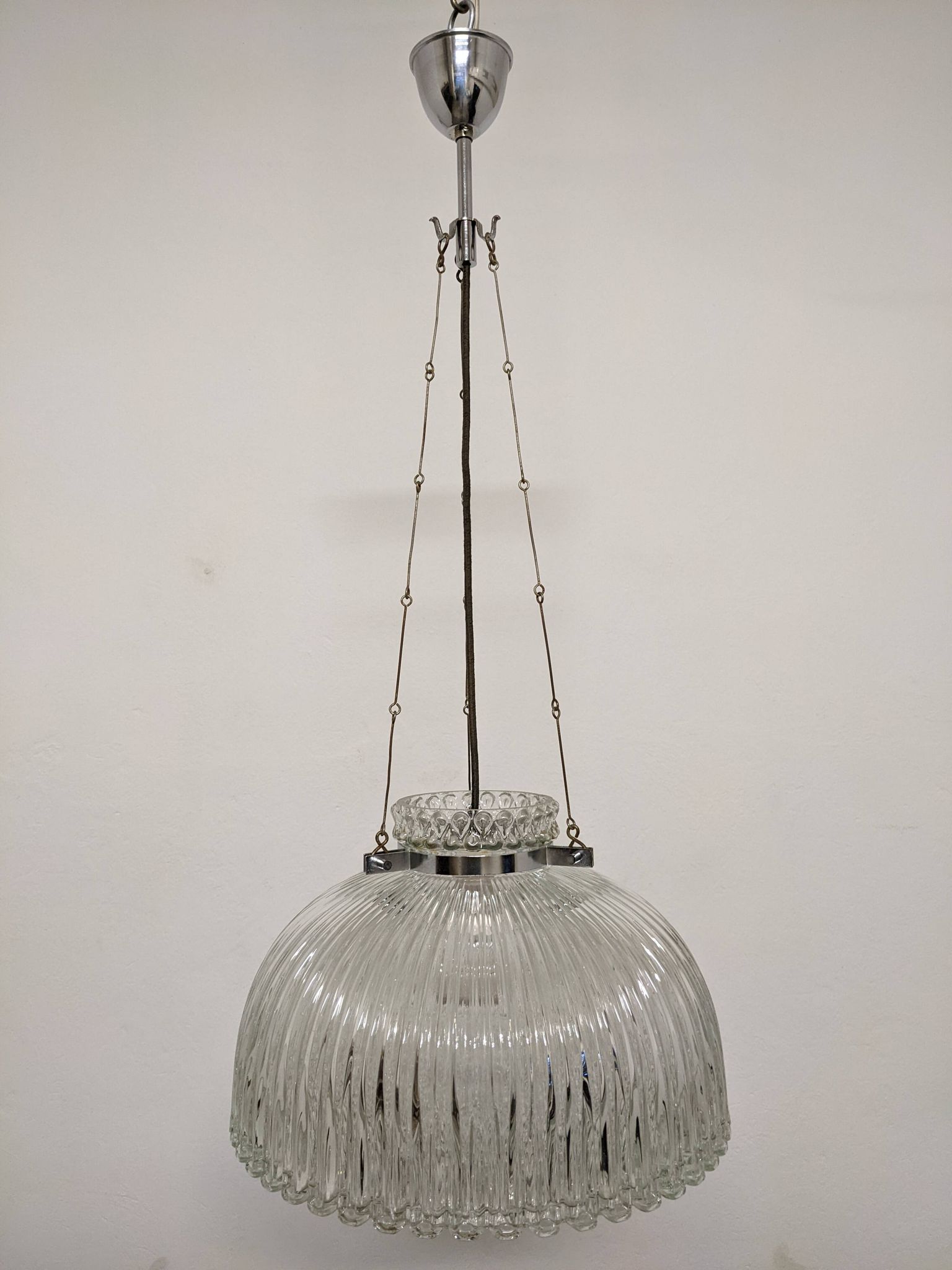 Italian XL dome pendant light in blown glass, 60s-70s