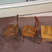 Set of 16 mismatched wooden bistro chairs - vintage - luterma