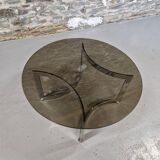 Paul Legeard designer coffee table in smoked glass and chrome