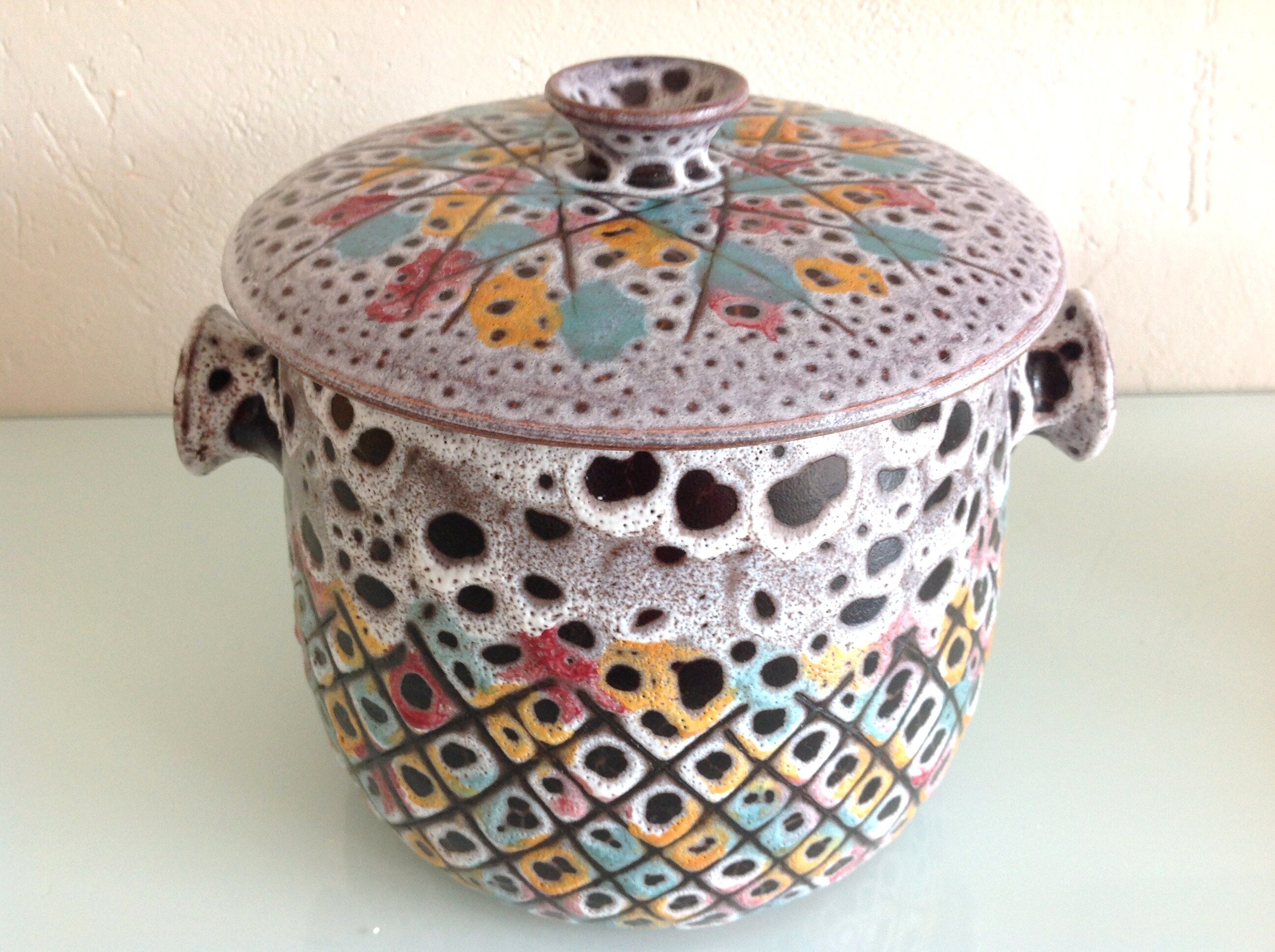 Polychrome cermal pot by FPP Vallauris / vintage 60s