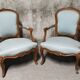 Fauteuils cabriolet Louis XV retapissés