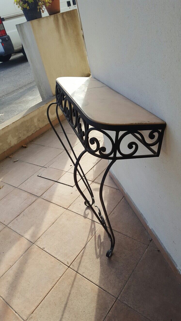 Console wrought iron /marbre