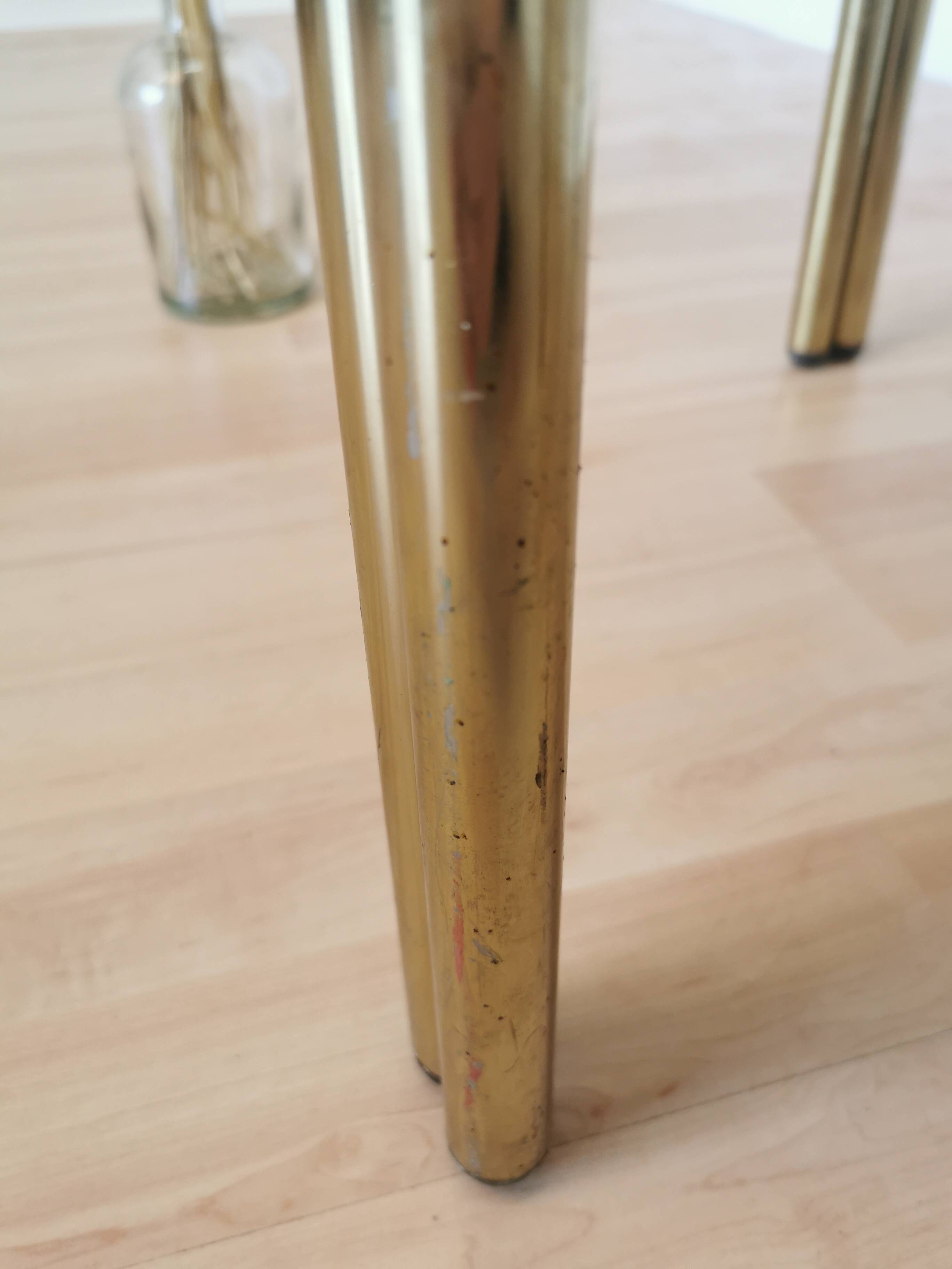 Vintage Italian Coffee Table: Brass & Smoked Glass, Mid-Century Modern