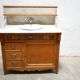 Antique washbasin cabinet in marble and wood
