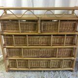 Dresser 5 rattan drawers - 70s