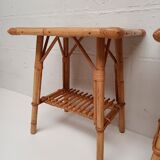 Paire de chevets en rotin vintage