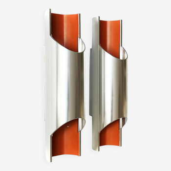 Pair of wall lights/sconces "Pandean" by Bent Karlby for Lyfa. Denmark 1970s.