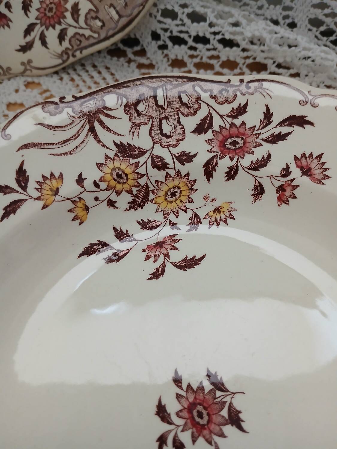 6 polychrome ironstone soup plates